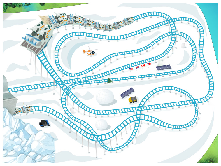 2023 SWC Arctic Rescue Roller Coaster Map Illustration