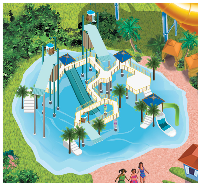 2024 Adventure Island Tampa Castaway Falls Map Illustration
