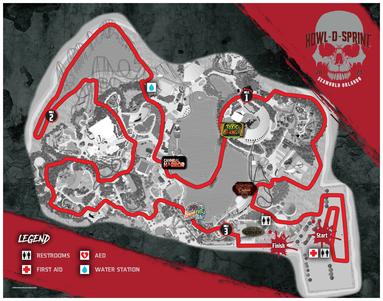 2024 SeaWorld Orlando HOS 5K Map